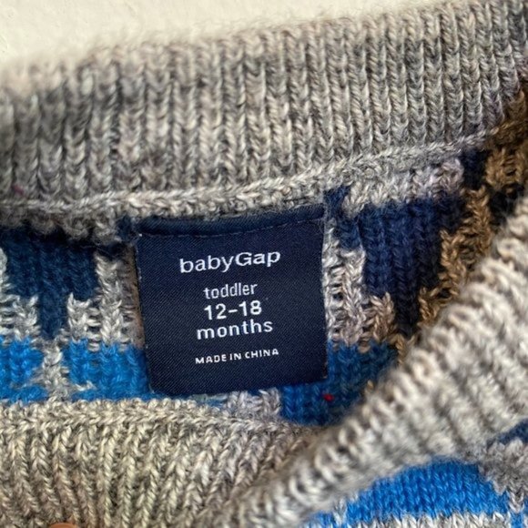 Baby Gap Toddler Gray Colorful Sweater | 12-18M - Picture 4 of 6